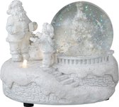 J-Line Sneeuwbol Winter Glitter+Figuren Led Polyresine Wit / Set van 2 stuks