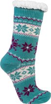 Socks4Fun - Warme huissok - anti slip zool - azuurblauw - 1 maat - F