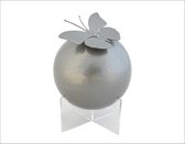 Zilverkleurige urn met vlinder - 100mm - voor binnen of buiten - 419ML