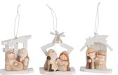 J-Line Hanger Kerststal Hout/Poly Creme Ass3