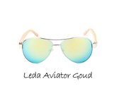 Zonnebril met houten pootjes - Leda Aviator - Goud