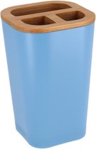 Gerimport Tandenborstelhouder Axel 7 X 7 X 11 Cm Bamboe Blauw