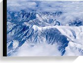 Canvas  - Bergen in de Sneeuw - 40x30cm Foto op Canvas Schilderij (Wanddecoratie op Canvas)