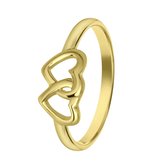 Lucardi Meisjes Kinder ring met plating - Hart - Cadeau - Echt Zilver - Goudkleurig