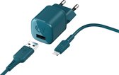 Fresh 'n Rebel - 12W USB-A Mini Fast Charger + 1.5M Lightning Cable - Petrol Blue