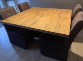 Eettafel Tendenza 5 (vierkant) - 1.40 x 1.40 extra dik tafelblad van steigerhout, stalen x-poot | Quattro Design