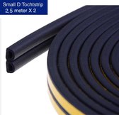 KD | Small D Tochtstrip | 2,5 meter X 2 | Water, vocht en wind werend | Zwart Tochtband