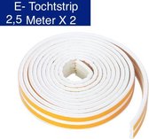 KD | Small E Tochtstrip | 2,5  meter X 2  | Water, vocht en wind werend | Wit Tochtband