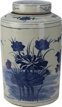 The Ming Garden Collection | Chinees Porselein | Grote Porseleinen Gemberpot Met Bloemen | Blauw & Wit