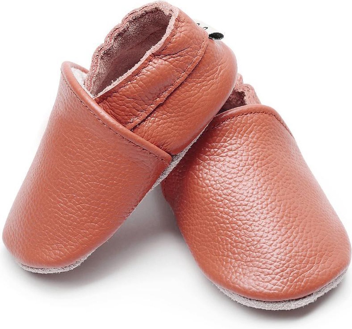 Supercute - sloffen - cognacbruin - babyschoenen - leer - 12 t/m 18 maanden