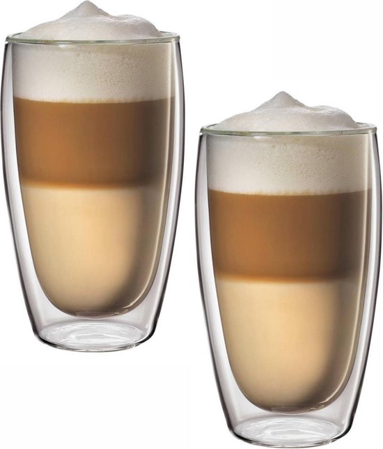 Allergisch Beschrijving Zenuw Glazen dubbelwandig Cappuccino/Latte Machiato 350ml - Set van 2 stuks |  bol.com