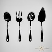 San Naila - Opschepset - Zwart - Glans - Taartschep - Opscheplepel - Pastalepel - Opschepvork - Luxe - Keukengerei