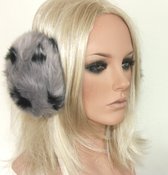Oorwamers ear muffs imitatie bont met dierprint motief kleur grijs zwart maat one size