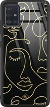 Samsung A71 hoesje glass - Abstract faces | Samsung Galaxy A71  case | Hardcase backcover zwart