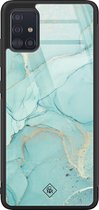 Samsung A71 hoesje glass - Marmer mint groen | Samsung Galaxy A71  case | Hardcase backcover zwart