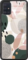 Samsung A71 hoesje glas - Abstract print - Hard Case - Zwart - Backcover - Print / Illustratie - Groen
