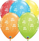 Qualatex - Ballonnen Happy Birthday Confettiprint - 6 stuks