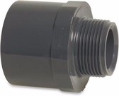 Mega Puntstuk PVC-U 40/50 mm x 1" lijmmof/spie x buitendraad 10bar grijs