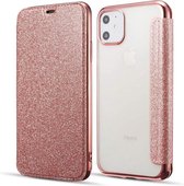 Apple iPhone 12 Flip hoesje - Roze - Folio Glitter