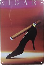 Clayre & Eef Tekstbord 20*30 cm Meerkleurig Ijzer Rechthoek Cigars Wandbord Quote Bord Spreuk