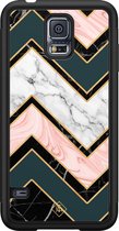 Samsung S5 hoesje - Marmer triangles | Samsung Galaxy S5 case | Hardcase backcover zwart