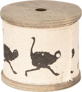 Clayre & Eef Decoratie klos lint Ø 5 cm Beige Hout Textiel Struisvogel