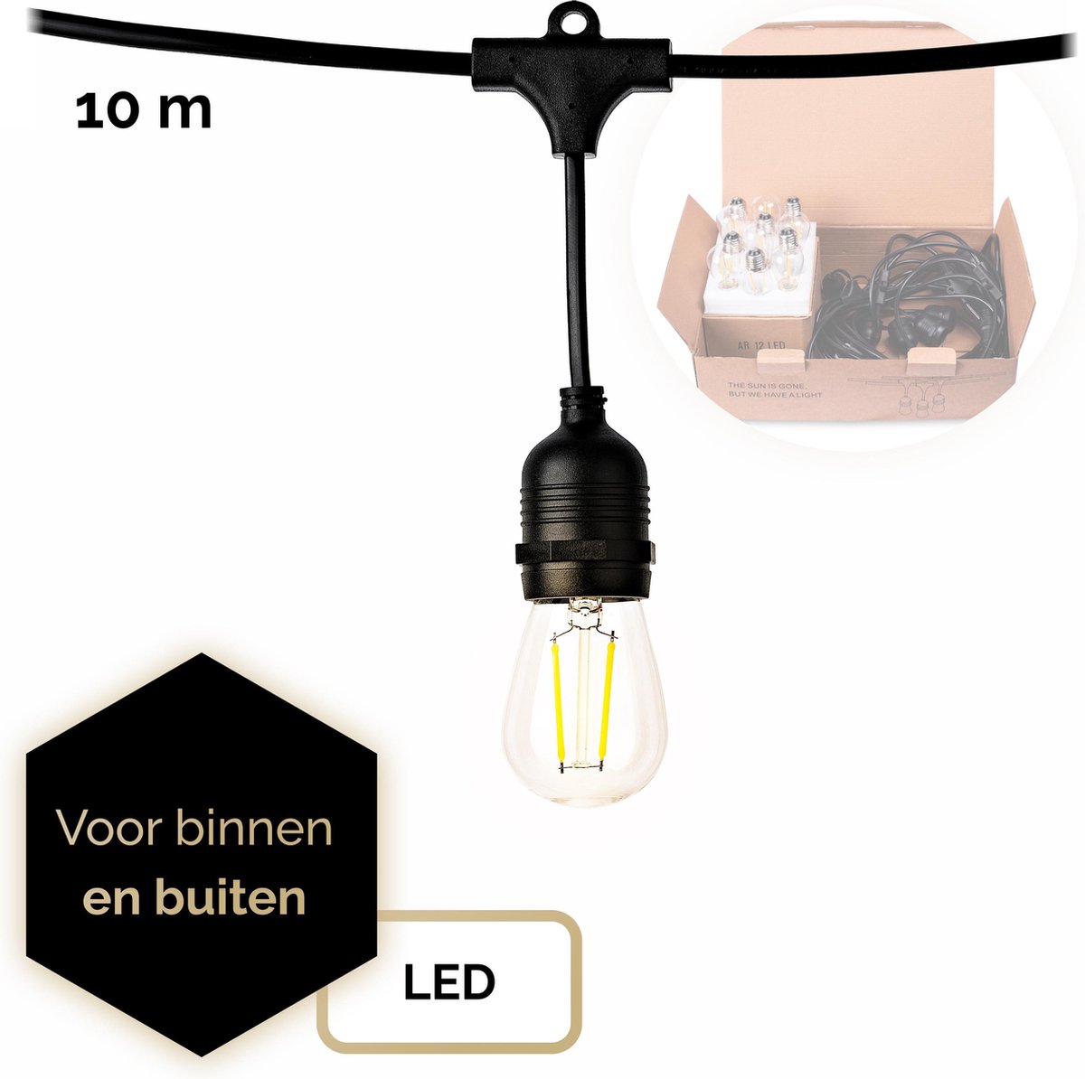 QHouse® Basic Black Lichtsnoer – - Tuinverlichting - Tuinverlichting LED... | bol.com