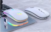 Computermuis - Draadloze muis - Wit -  muis met draadloze USB receiver en verlichting -  - Oplaadbare muis van .