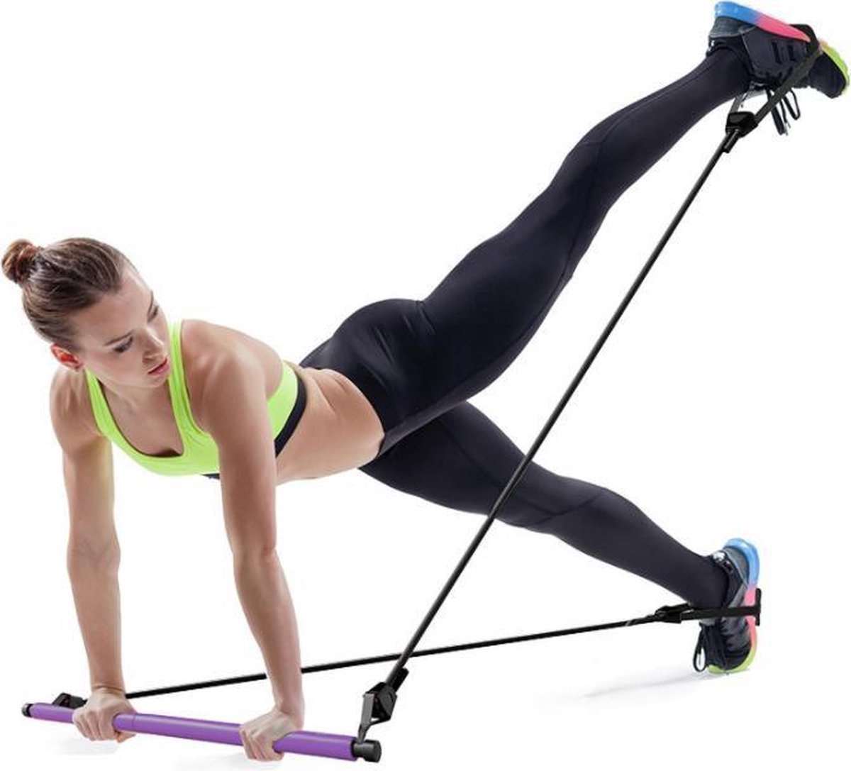 ALongSong Fitnessbanden Pilates Bar Set met 6 weerstandsbanden, 10,5 kg, full-body training pilatesset, weerstandsbanden verstelbaar en afneembaar, pilates-stang, handgrepen, deuranker ALongSong Fitnessbanden Pilates Bar Set met 6 weerstandsbanden, 10,5 kg, full-body training pilatesset, weerstandsbanden verstelbaar en afneembaar, pilates-stang, handgrepen, deuranker