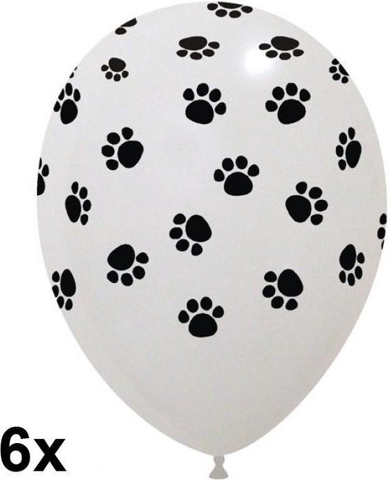Dieren/hondenpootjes Ballonnen, 6 stuks, 30cm