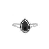 Licia | Ring 925 zilver met edelsteen zwarte onyx | edelstenen sieraden | dames ringen zilver | Maat 18