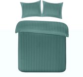 Luxe Katoen/Satijn Tweepersoons Dekbedovertrek Satin Stripe Groen | 200x200/220 | Luxe En Comfortabel | Hoogwaardige Kwaliteit