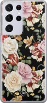 Samsung S21 Ultra hoesje siliconen - Bloemen flowerpower | Samsung Galaxy S21 Ultra case | multi | TPU backcover transparant