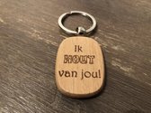 SLEUTELHANGER | "IK HOUT VAN JOU!" | RECHTHOEK | HOUT | 4,5CM