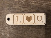 SLEUTELHANGER | I ♥ U | SCRABBLE LETTERS | 8CM