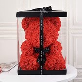 Happy Happenings® - Rozen Beer - Valentijnsbeer - Rozen Teddybeer - Knuffelbeer - Rood - Rozenbeer - 40cm - Inclusief Luxe Giftbox