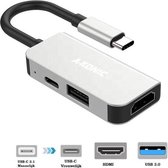 3 in 1 USB C naar HDMI 4K, USB 3.0 (thunderbolt), Usb-C opladen Hub | Space Gray | Compatible Apple Macbook | Chromebook | IMAC | Surface | XPS | Dell | Lenovo | Samsung | HP | A-K