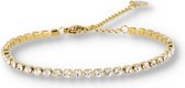 My Bendel Tennisarmband zirkonia/kristal armband goud - Gouden schakelarmband met goudkleurige Zirkonia/Crystal - Met luxe cadeauverpakking