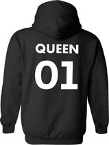King 01 / Queen 01 Hoodie New (Queen - Maat XL) | Koppel Cadeau | Valentijn Cadeautje voor hem & haar
