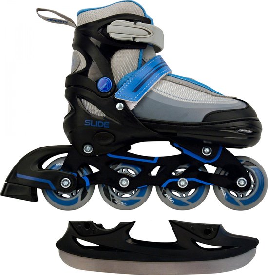 AMIGO Slide 2-in-1 skates - Voor jongens en meisjes - Zwart/Blauw- Maat 34-37