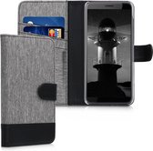 kwmobile telefoonhoesje voor HTC Desire 12 - Hoesje met pasjeshouder in grijs / zwart - Case met portemonnee