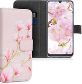 kwmobile telefoonhoesje voor Samsung Galaxy A50 - Hoesje met pasjeshouder in poederroze / wit / oudroze - Magnolia design