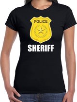 Sheriff police embleem t-shirt zwart voor dames - politie agent - verkleedkleding / kostuum XS