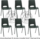 King of Chairs -Set van 6- Model KoC Samantha zwart met zwart onderstel. Stapelstoel kuipstoel vergaderstoel tuinstoel kantine stoel stapel stoel kantinestoelen stapelstoelen kuips