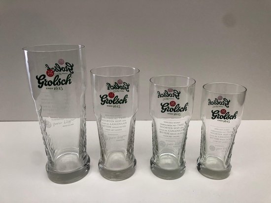 Stoutmoedig motto Onvoorziene omstandigheden Grolsch bierglas assorti set 4 stuks bierglazen master glazen 20+25+30+50cl  glas | bol.com
