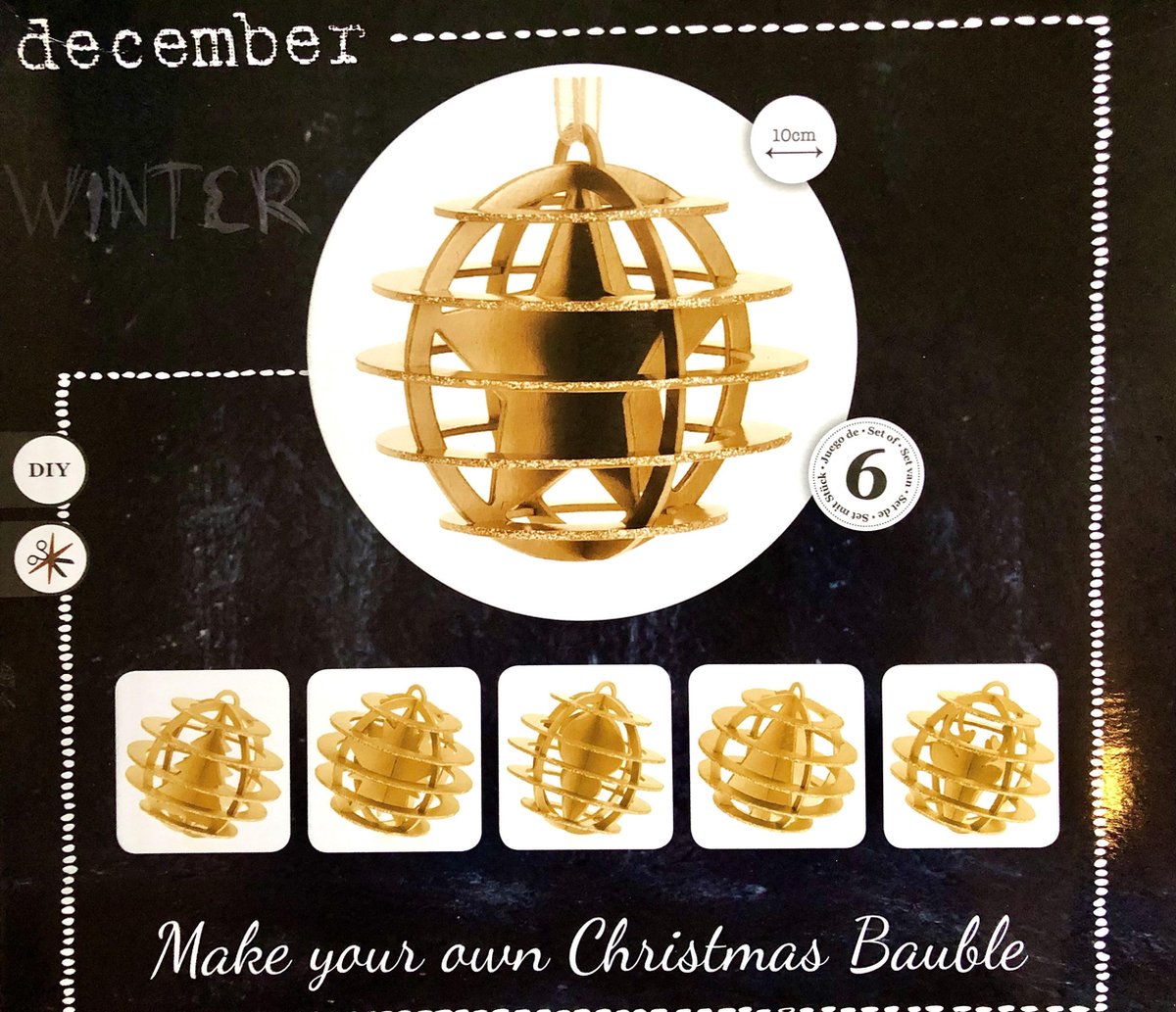 Maak je eigen kerstbal Goud 6 stuks van 10cm