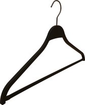 [Set van 5] Mat zwarte vol kunststof kleerhangers / kledinghangers model "ZARA" met draaibare zwarte haak en broeklat