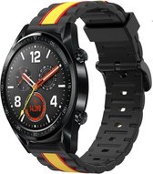 Siliconen Smartwatch bandje - Geschikt voor  Huawei Watch GT Special Edition band - zwart/geel - 42mm - Horlogeband / Polsband / Armband