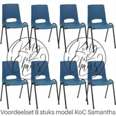 King of Chairs -Set van 8- Model KoC Samantha blauw met zwart onderstel. Stapelstoel kuipstoel vergaderstoel tuinstoel kantine stoel stapel stoel kantinestoelen stapelstoelen kuips