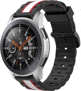 Siliconen Smartwatch bandje - Geschikt voor  Samsung Galaxy Watch 46mm Special Edition band - zwart/wit - Horlogeband / Polsband / Armband